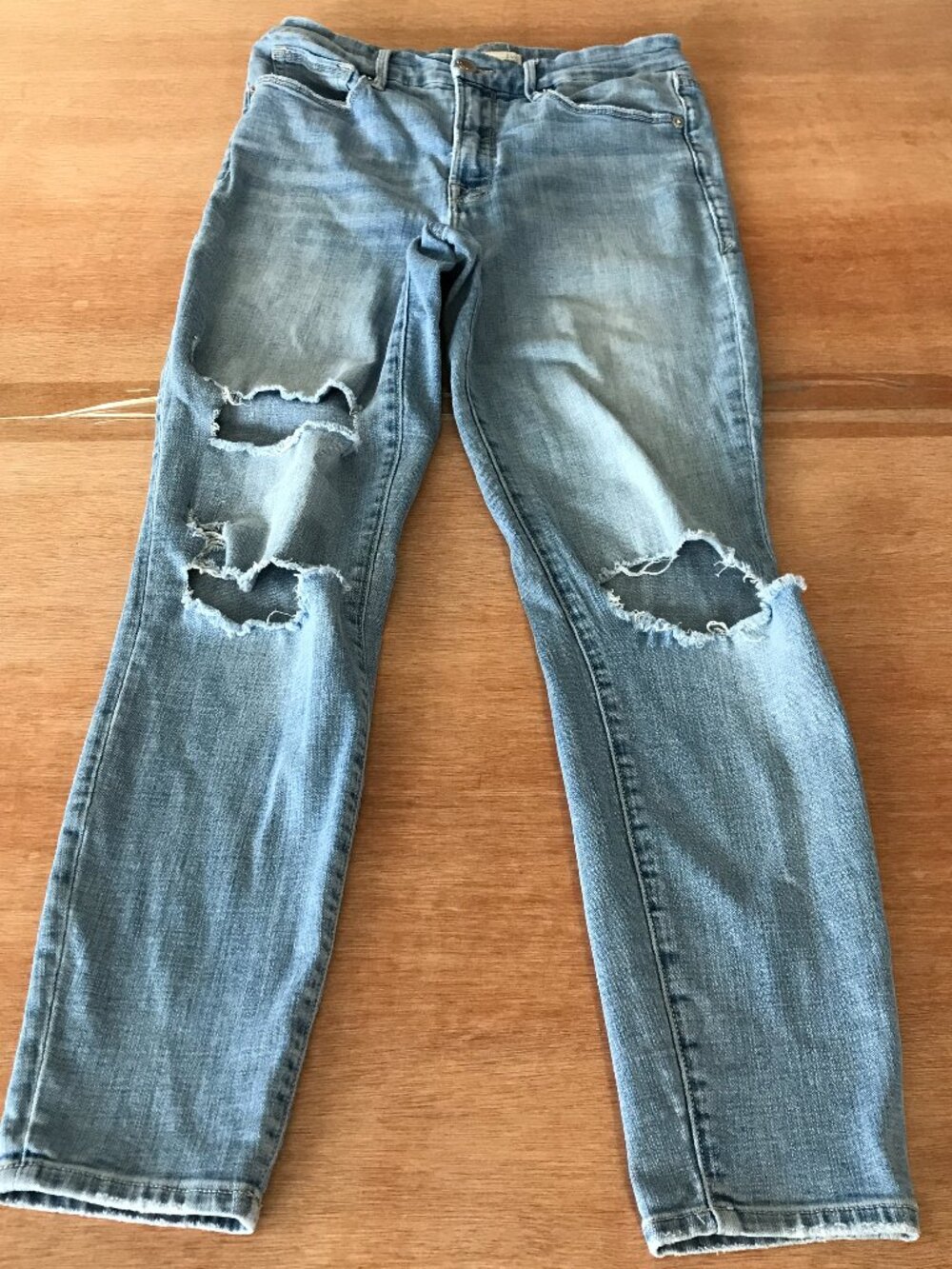 Good American Good Legs Crop Skinny Jeans Women 6/28 Blue Distressed Mid Rise